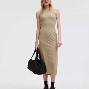 Lululekon ribbed Sleeveless Midi Tank Dress in Khaki